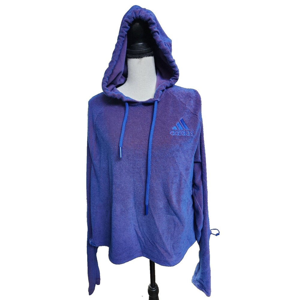Adidas Lightweight Hoodie in Team Royal Blue Scarlet Melange Aeroready Size L